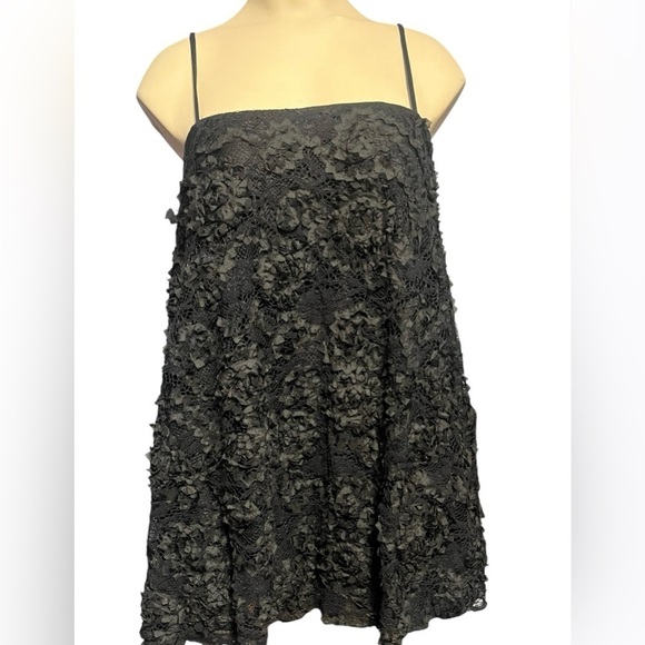 Lulus Dresses & Skirts - Lulu's Midnight Lace Dress … 3D flower mini dress